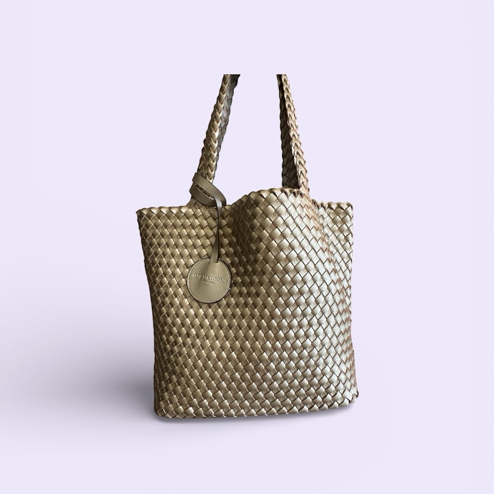 Chic Woven Tote Bag - Gold/Silver reversible
